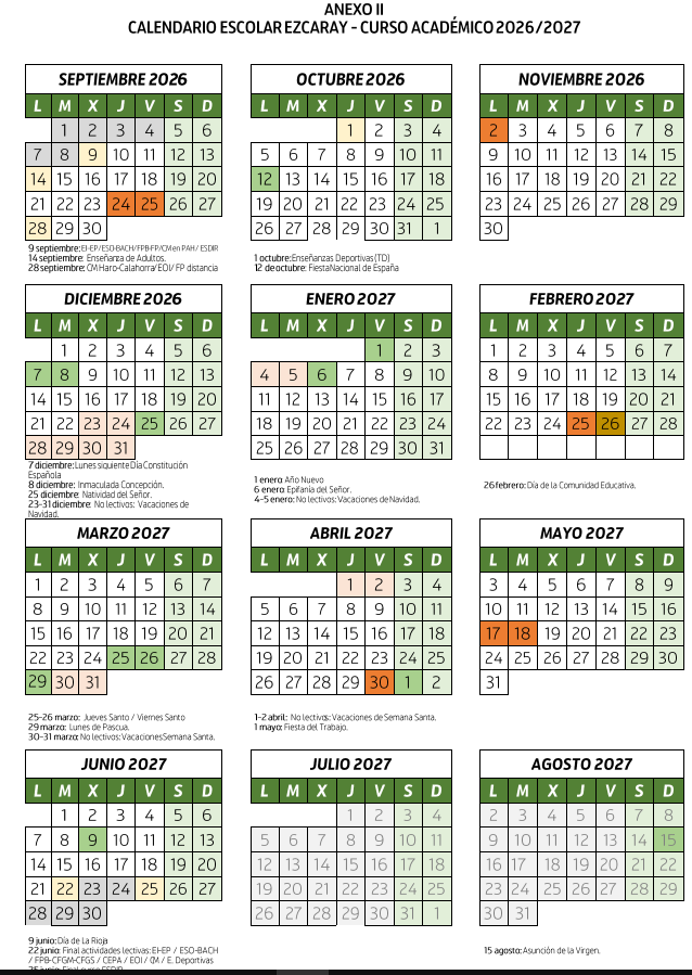 CALENDARIO 26 27
